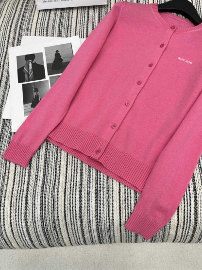 Replica Miu Miu Cashmere knit cardigan with Buttons pink #3886 - Image 3