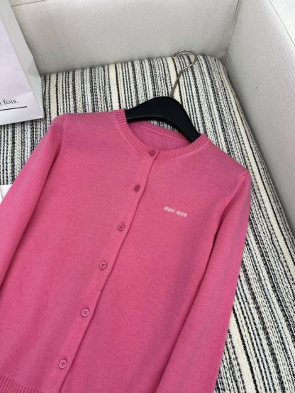 Replica Miu Miu Cashmere knit cardigan with Buttons pink #3886 - Image 5