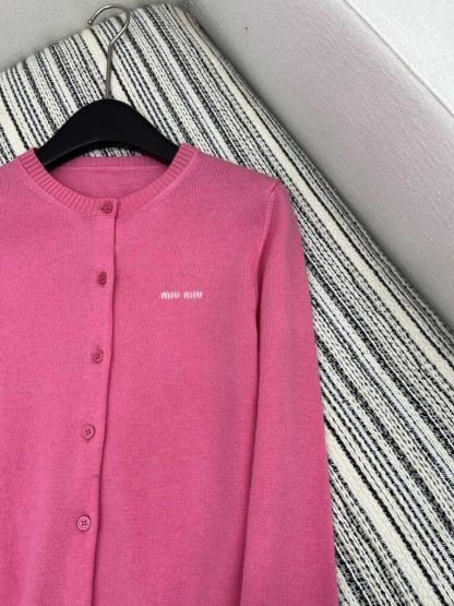 Replica Miu Miu Cashmere knit cardigan with Buttons pink #3886 - Image 6
