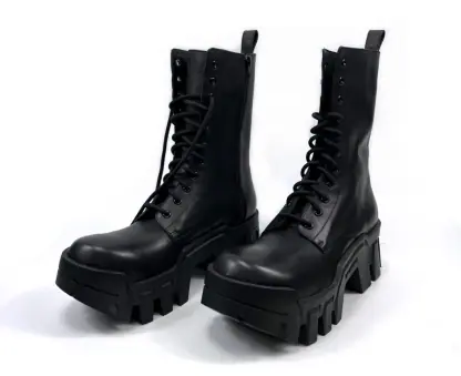 REPLICA BALENCIAGA MEN'S BULLDOZER LACE-UP BOOT IN BLACK #3796