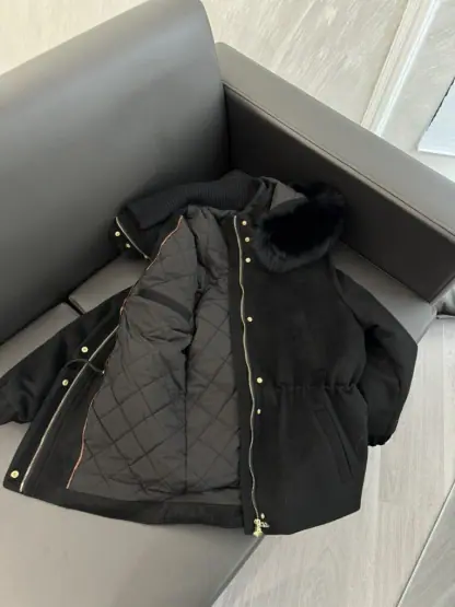 Replica Loro Piana Icery Short Fox Fur Trim Jacket Coat For Women #3916 - Image 8