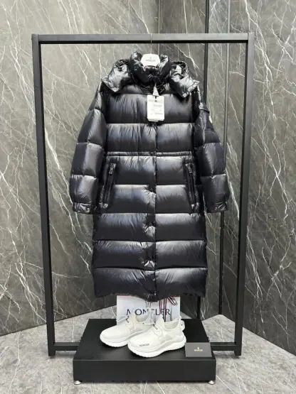 REPLICA MONCLER CAVETTAZ HOODED LONG DOWN JACKET BLACK #3820 - Image 5