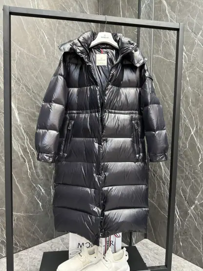 REPLICA MONCLER CAVETTAZ HOODED LONG DOWN JACKET BLACK #3820 - Image 7