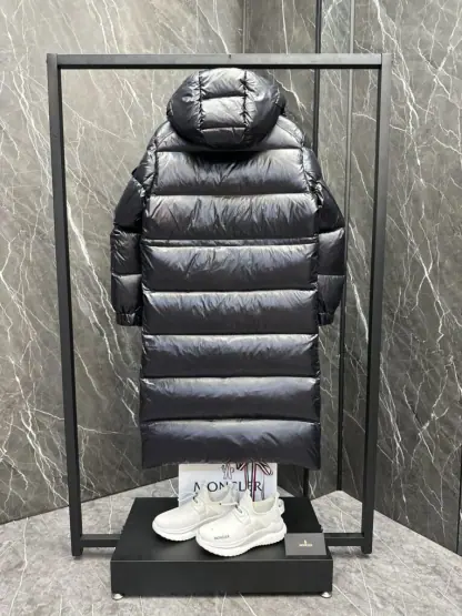 REPLICA MONCLER CAVETTAZ HOODED LONG DOWN JACKET BLACK #3820 - Image 9