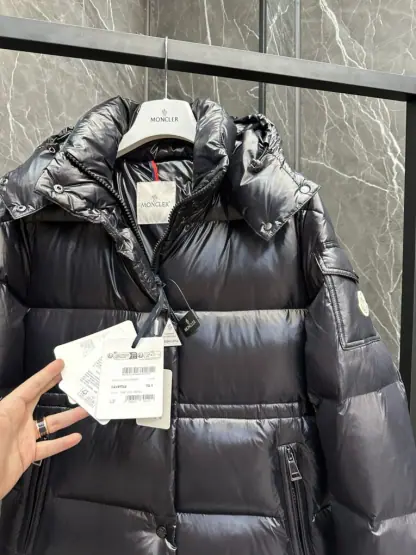 REPLICA MONCLER CAVETTAZ HOODED LONG DOWN JACKET BLACK #3820 - Image 10