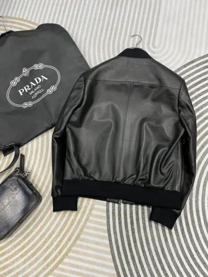 Replica Men's Prada Nappa leather bomber jacket #3757 - Image 3