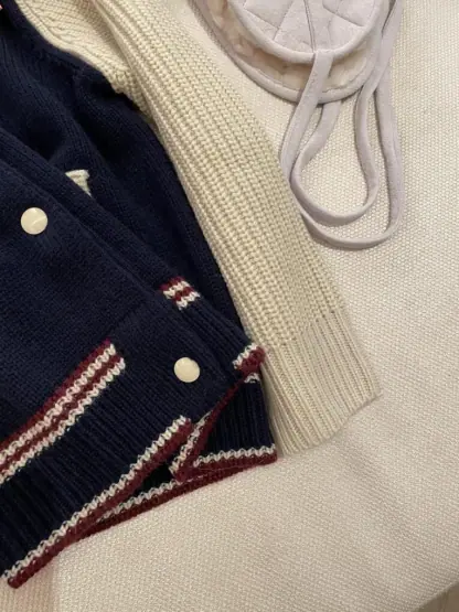 Replica Miu Miu Wool and cashmere cardigan Navy Blue Knitwear #3881 - Image 2