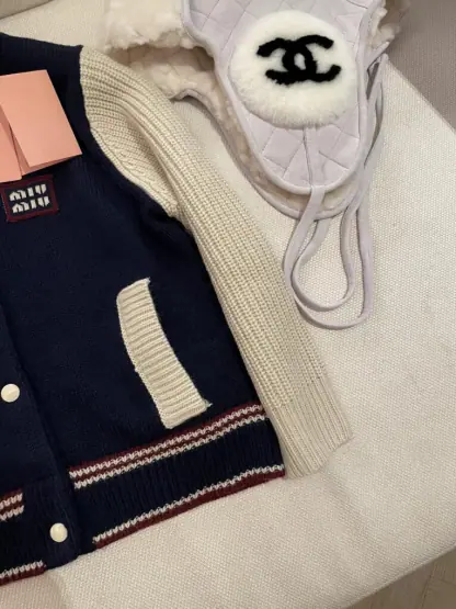 Replica Miu Miu Wool and cashmere cardigan Navy Blue Knitwear #3881 - Image 7
