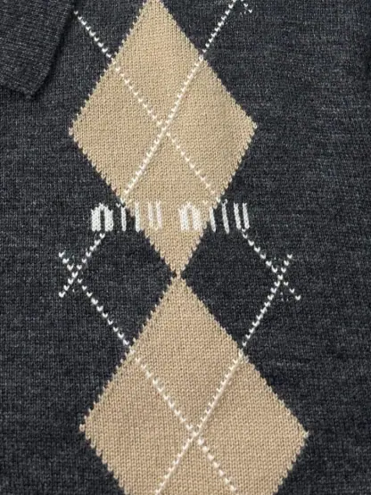 Replica Miu Miu Cashmere knit polo shirt Grey #3890 - Image 8