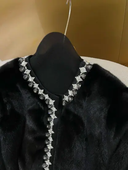 Replica Fendi Black mink jacket with crystals For Women 24SS #3784 - Image 5