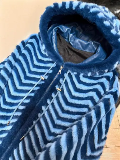 Replica Fendi Blue Mink Jacket For Women 24SS #3785 - Image 8
