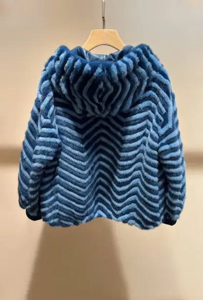 Replica Fendi Blue Mink Jacket For Women 24SS #3785 - Image 3