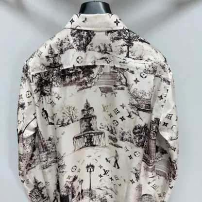Replica Louis Vuitton Men's Long-Sleeved Silk Shirt #3905 - Image 4