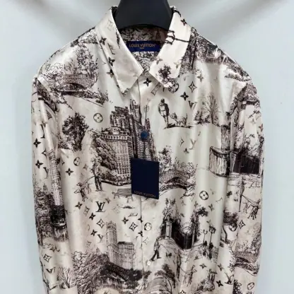 Replica Louis Vuitton Men's Long-Sleeved Silk Shirt #3905 - Image 10