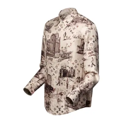 Replica Louis Vuitton Men's Long-Sleeved Silk Shirt #3905 - Image 7