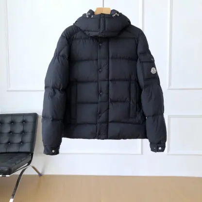REPLICA MONCLER MEN'S VEZERE FLANNEL SHORT DOWN JACKET BLACK #3761