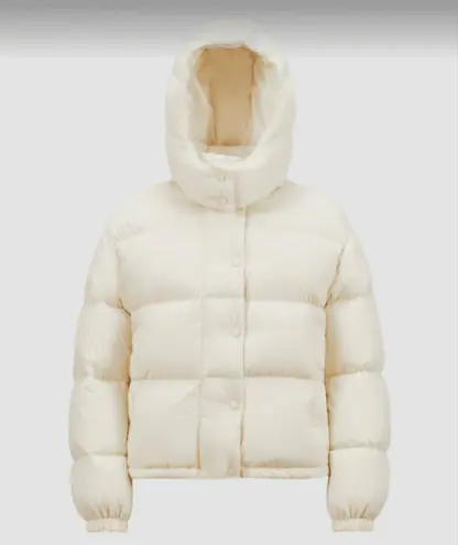 REPLICA MONCLER WOMEN'S ETTORE HOODED TEXTURED SHORT DOWN JACKET WHITE #4133