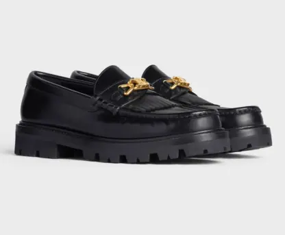 REPLICA CELINE MARGARET LOAFER WITH TRIOMPHE CHAIN IN POLISHED BULL #3923