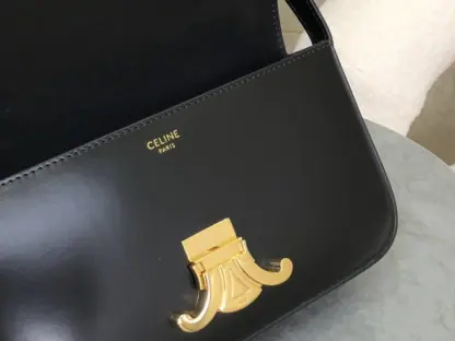 REPLICA CELINE SHOULDER BAG CLAUDE IN SHINY CALFSKIN BLACK #3951 - Image 14