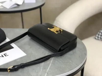 REPLICA CELINE SHOULDER BAG CLAUDE IN SHINY CALFSKIN BLACK #3951 - Image 12