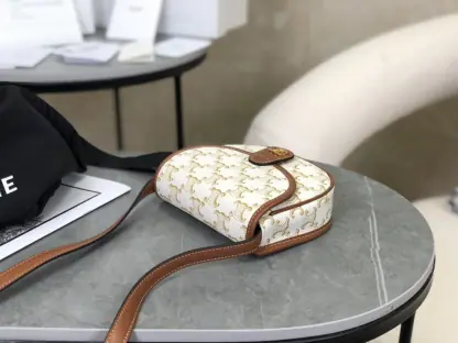 REPLICA CELINE MINI BESACE IN TRIOMPHE CANVAS AND CALFSKIN 196702 WHITE #3954 - Image 12