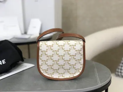 REPLICA CELINE MINI BESACE IN TRIOMPHE CANVAS AND CALFSKIN 196702 WHITE #3954 - Image 14
