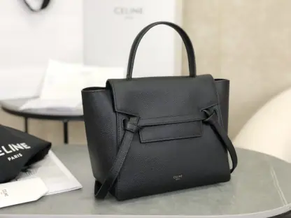 REPLICA CELINE NANO BELT BAG IN GRAINED CALFSKIN BLACK #3931 - Image 12