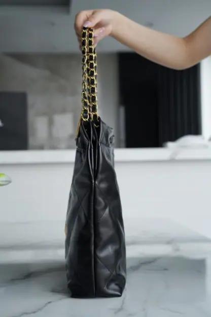 REPLICA CHANEL 22 SMALL HANDBAG CALFSKIN BLACK 2025 #4045 - Image 8