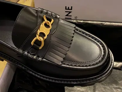 REPLICA CELINE MARGARET LOAFER WITH TRIOMPHE CHAIN IN POLISHED BULL #3923 - Image 13