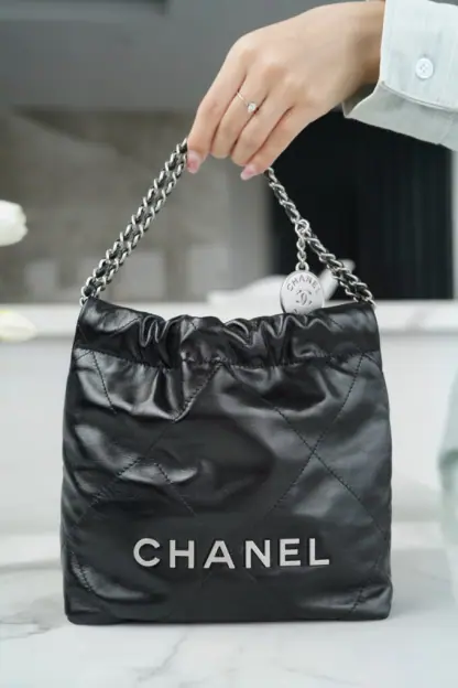 REPLICA CHANEL 22 MINI HANDBAG CALFSKIN BLACK & SLIVER HARDWARE 2025 #4043