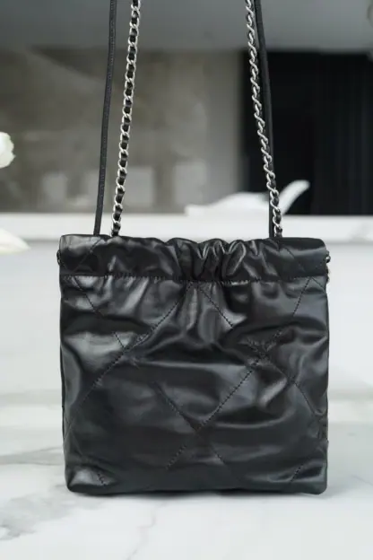 REPLICA CHANEL 22 MINI HANDBAG CALFSKIN BLACK & SLIVER HARDWARE 2025 #4043 - Image 3