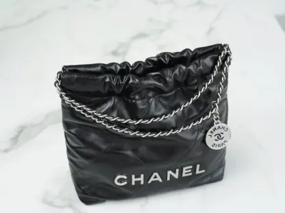 REPLICA CHANEL 22 MINI HANDBAG CALFSKIN BLACK & SLIVER HARDWARE 2025 #4043 - Image 7