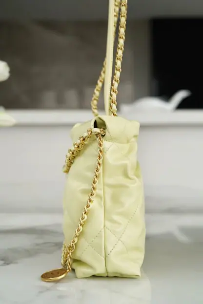 REPLICA CHANEL 22 MINI HANDBAG CALFSKIN LIGHT YELLOW 2025 #4040 - Image 5