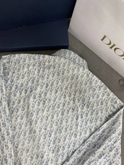 Replica Dior Blue and White Dior Oblique Kasuri Cotton Denim Overshirt #3982 - Image 17