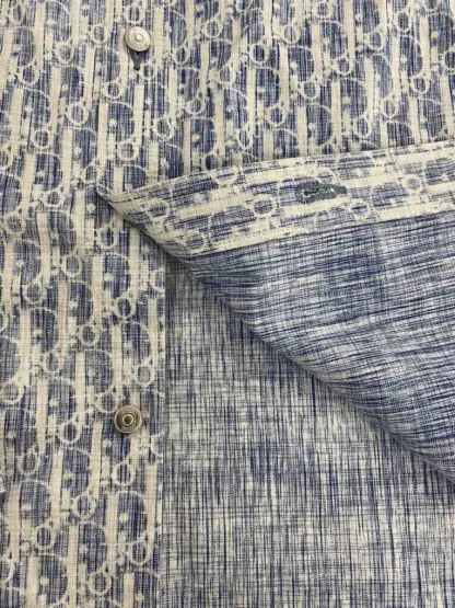 Replica Dior Blue and White Dior Oblique Kasuri Cotton Denim Overshirt #3982 - Image 6