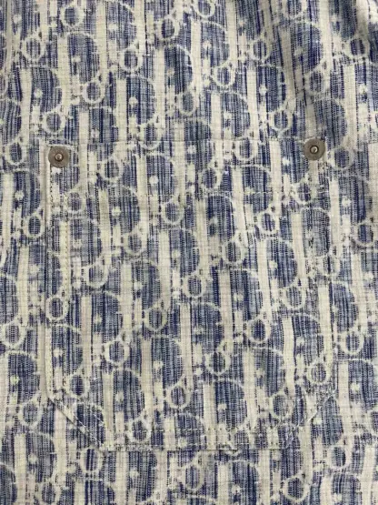Replica Dior Blue and White Dior Oblique Kasuri Cotton Denim Overshirt #3982 - Image 7