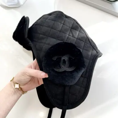 Replica CHANEL Lambskin Skiing Hat Black 2025 #4081 - Image 8