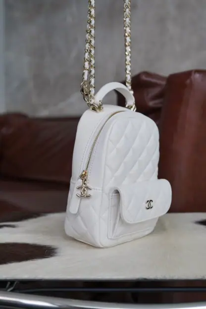 REPLICA CHANEL CLASSIC MINI BACKPACK CAVIAR WHITE #4035 - Image 6