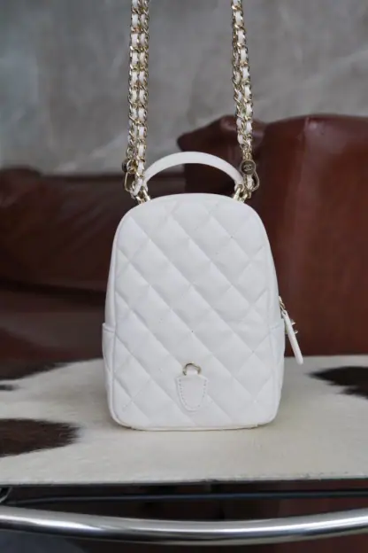 REPLICA CHANEL CLASSIC MINI BACKPACK CAVIAR WHITE #4035 - Image 8