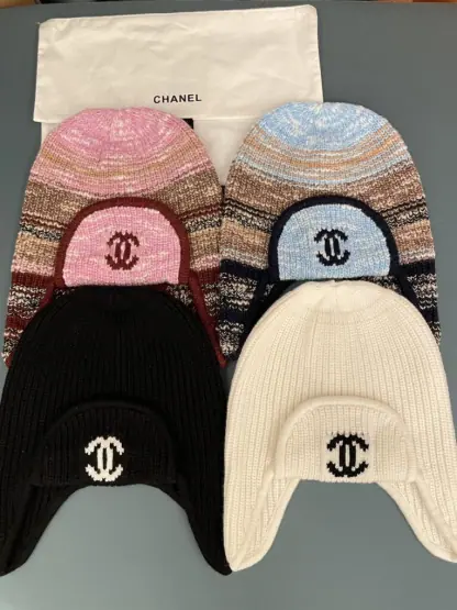 Replica CHANEL Wool Skiing Hat Black & White 2025 #4086 - Image 8