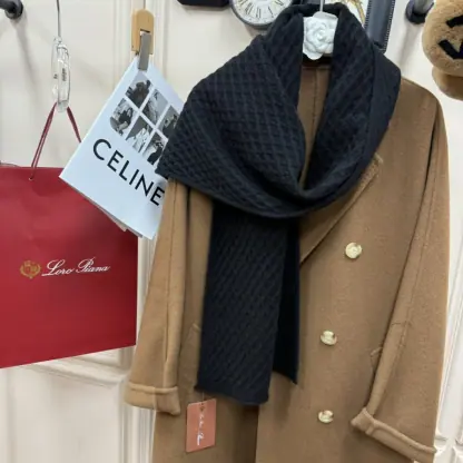 Replica Loro Piana Vallé Scarf Cashmere Black #4016 - Image 2
