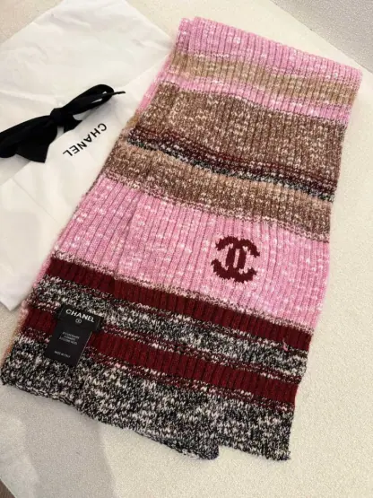 Replica CHANEL Wool & Cashmere  Pink & Multicolor Scarf #4089 - Image 5