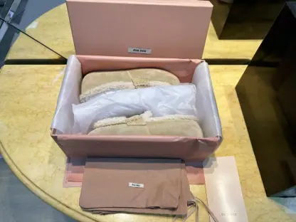 Replica Miu Miu suede loafers with fur metal coin #4027 - Image 6