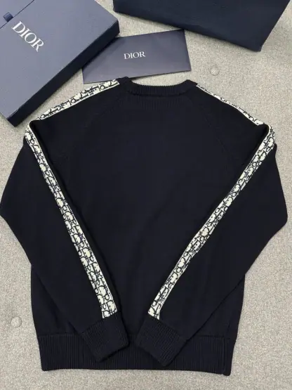 Replica Dior Sweater with Dior Oblique Inserts Deep Blue #4109 - Image 4