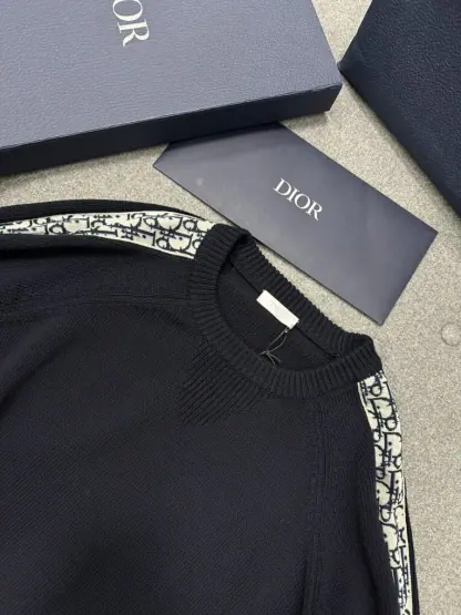 Replica Dior Sweater with Dior Oblique Inserts Deep Blue #4109 - Image 5