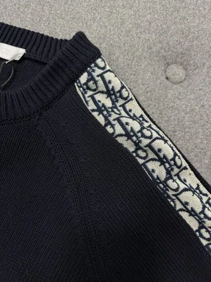 Replica Dior Sweater with Dior Oblique Inserts Deep Blue #4109 - Image 6