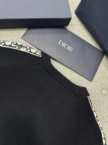 Replica Dior Sweater with Dior Oblique Inserts Deep Blue #4109 - Image 7