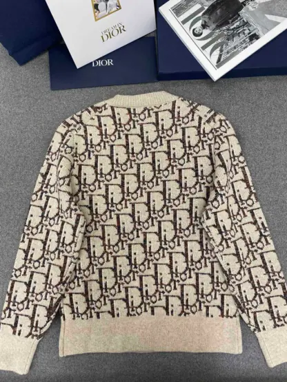 Replica Dior Oblique Cardigan Beige and Brown Virgin Wool Jacquard #3983 - Image 2