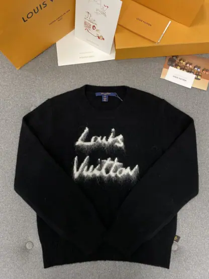 Replica Louis Vuitton Brushed Knit Jumper 1AGHCT Black #3987 - Image 3