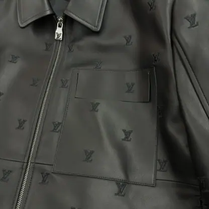Replica Louis Vuitton LV Blason Embroidered Leather Overshirt 1AFYFP #4008 - Image 5
